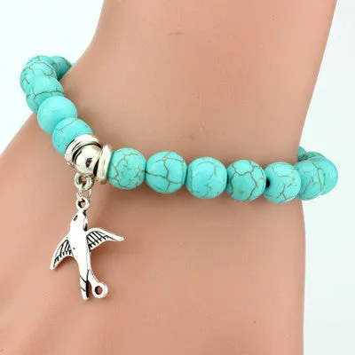 Boho Vintage Turquoises Charms Bracelet