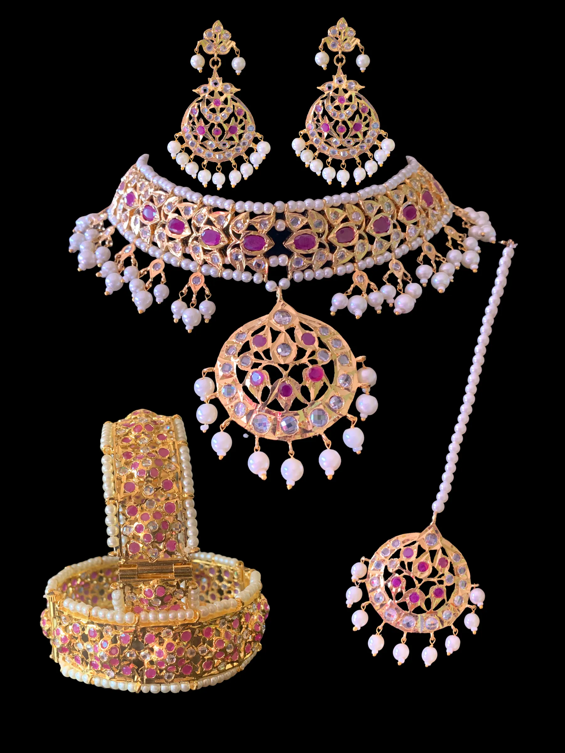 BR94 Neema bridal Hyderabadi set in ruby (READY TO SHIP )