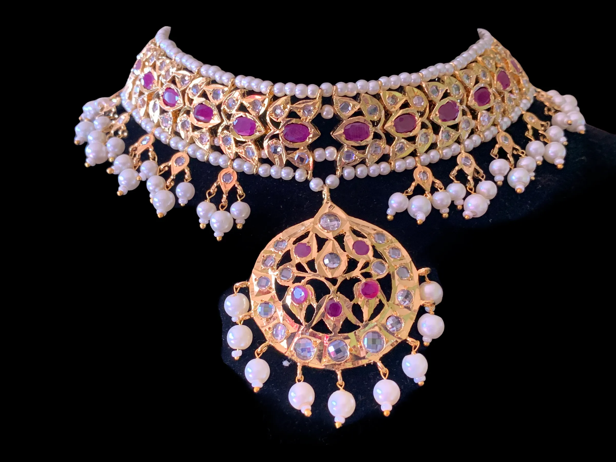 BR94 Neema bridal Hyderabadi set in ruby (READY TO SHIP )