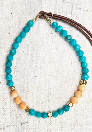 Catherine Michiels Caprisa 14KYG Shell Turquoise Bead Bracelet