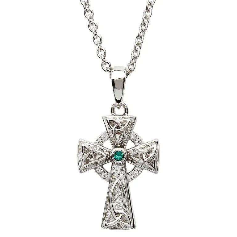 Celtic Trinity Knot Cross Adorned With Crystals