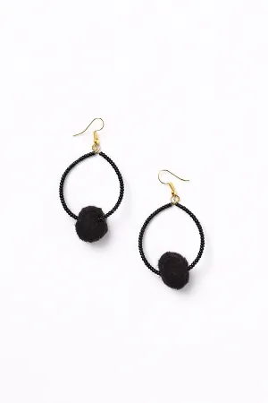 Centrepiece Ball Beaded Hoops in Black