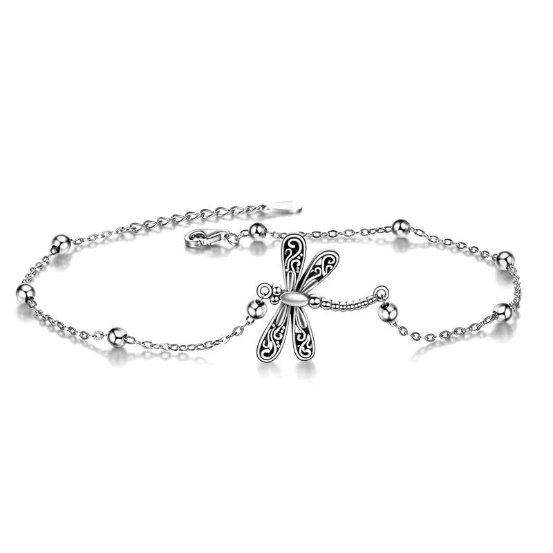 Charm looking 925 Sterling Silver created Dragonfly Bracelet  for Women Girls or as Gifts