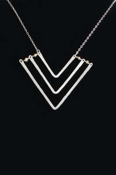 Chevron Necklace, Triple with Pyrite