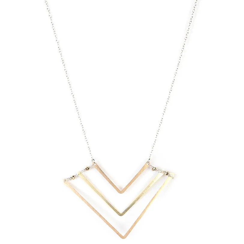 Chevron Necklace, Triple with Pyrite