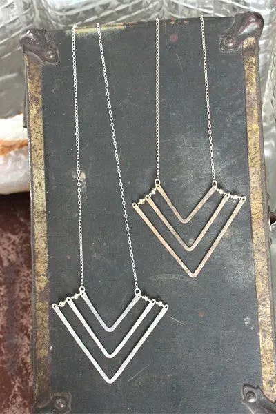 Chevron Necklace, Triple with Pyrite