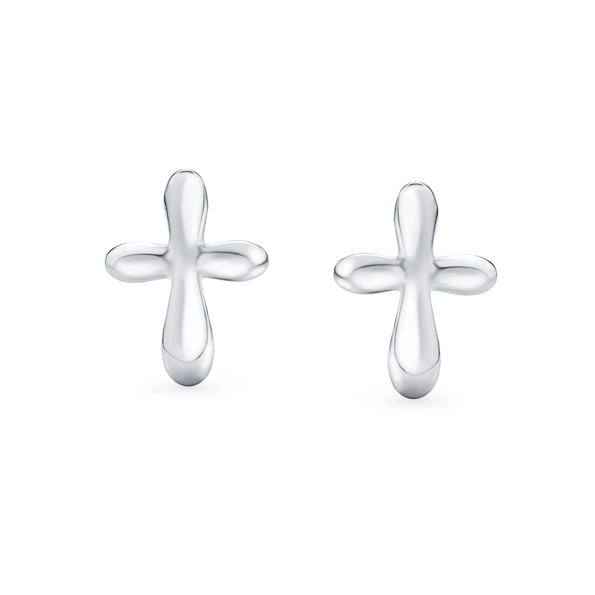 Delicate Cross Stud Earrings Religious Jewelry Communion Gift Sterling Silver