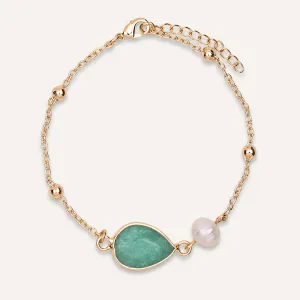 Delicate Pearl And Chrysoprase Clasp Bracelet In Gold-Tone