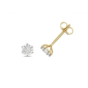 Diamond Jewellery 9ct Gold Diamond Illusion Plate Studs ED165