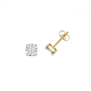 Diamond Jewellery 9ct Gold Diamond Illusion Set Studs ED145