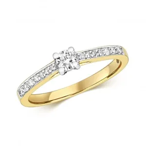 Diamond Jewellery 9ct Solitaire Set Shoulders Gold Rings RD631