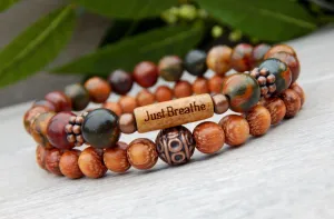 Earthy Inspirational Bracelet with Wood and Beads