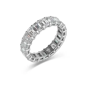 Emerald Cut Diamond Eternity Band (6.70 ct.) 4-Prongs Setting in 18K Gold