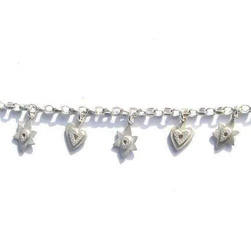 Emily Rosenfeld Sterling Silver Heart and Star of David Multi-Charm Bracelet