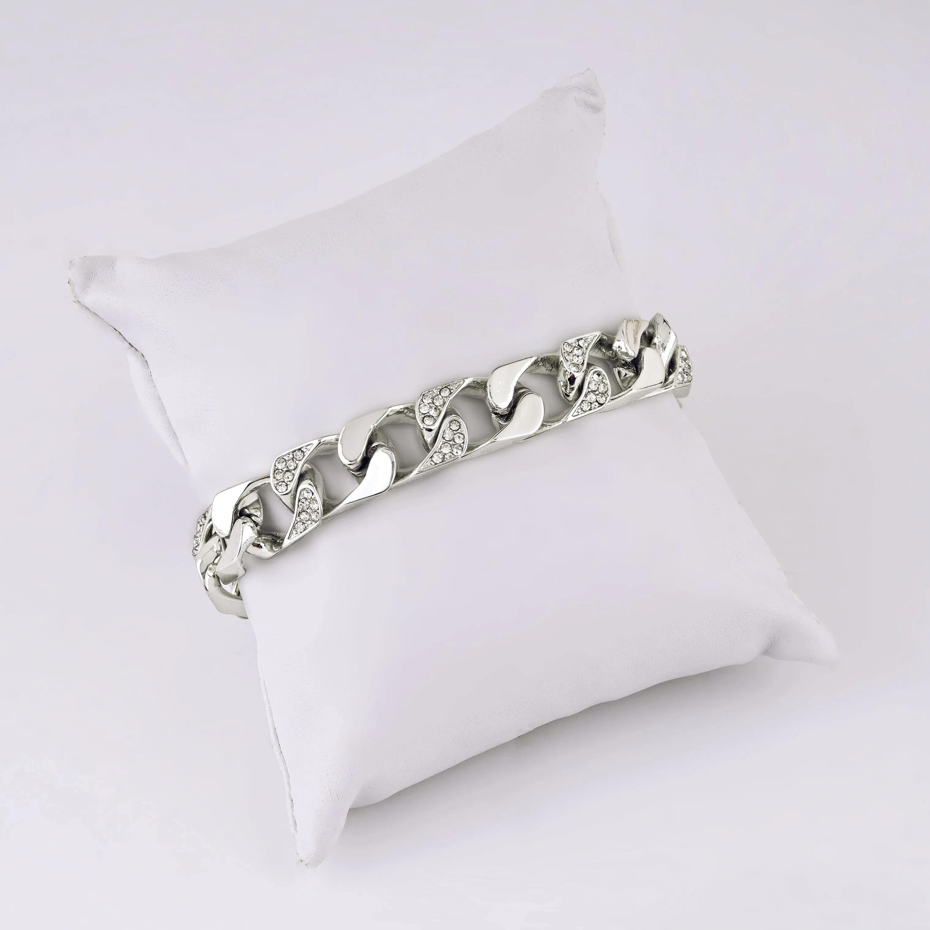 Estele Rhodium Plated Elegant Cuban Bracelet for Women