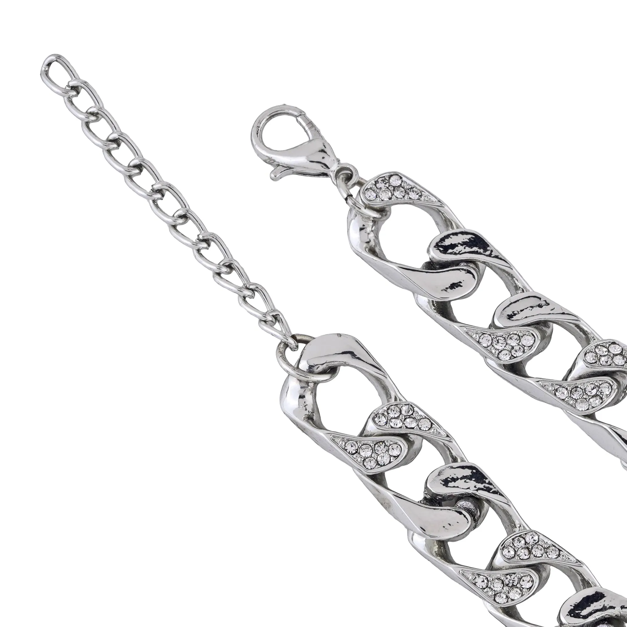 Estele Rhodium Plated Elegant Cuban Bracelet for Women