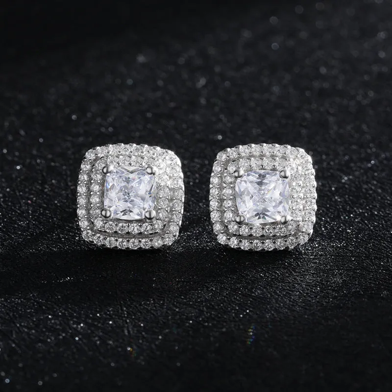 Exquisite High-end Sterling Silver Zircon Earrings for Women