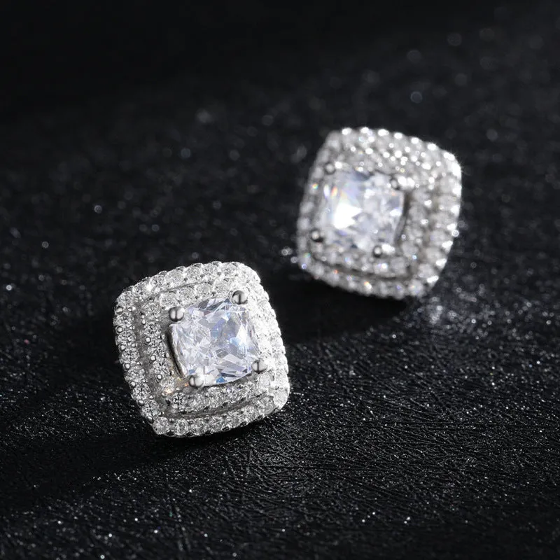 Exquisite High-end Sterling Silver Zircon Earrings for Women