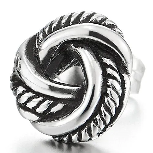 Exquisite Stainless Steel Vintage Love Knot Stud Earrings for Men and Women, 2pcs