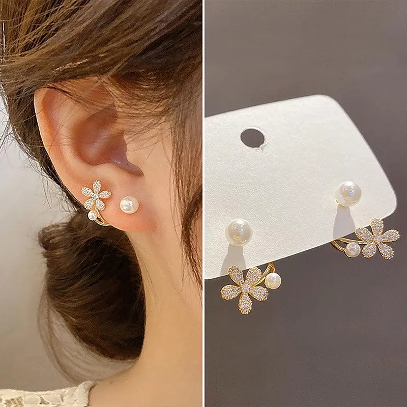 Fabufabu Pearl Flower Earrings