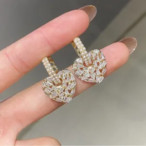 Fashion Crystal Heart-Shaped Earrings Charm Jewelry XYS022