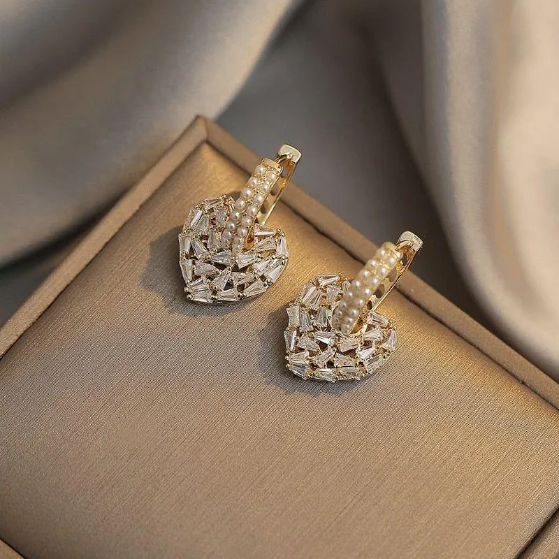 Fashion Crystal Heart-Shaped Earrings Charm Jewelry XYS022