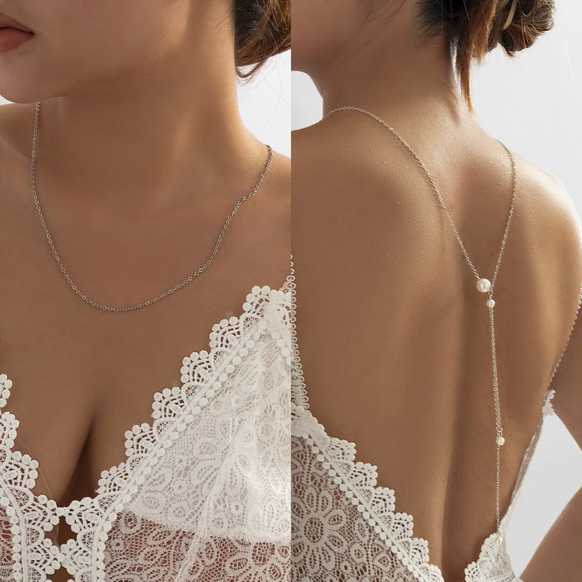 Fashion Elegant Pearl Back Chain Body