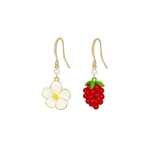 Flower Raspberry Gold Earrings