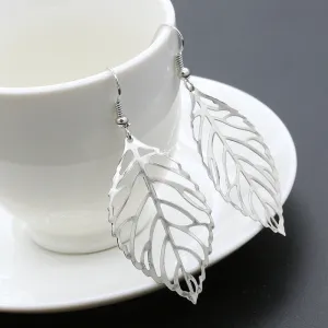 Girl fashion exquisite simplicity forest metal leaves Drop Earrings for women