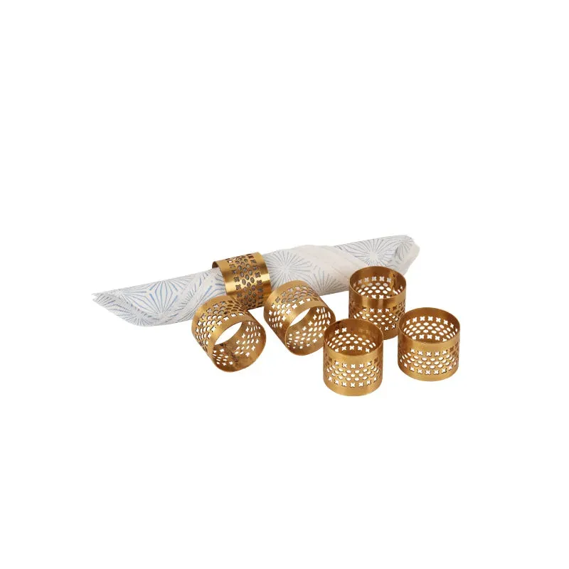 Gold Etching Napkin Ring | Gold |Set of 6