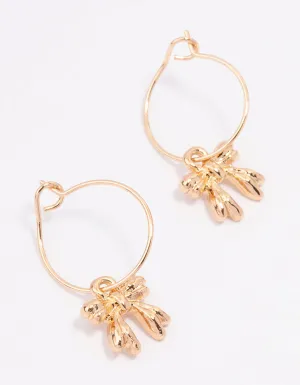 Gold Present Bow Hoop Earrings