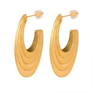 Golden Geometric Retro Earrings - Exquisite Titanium Steel Jewelry