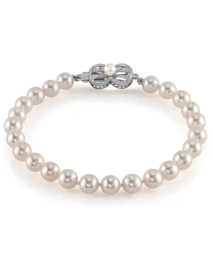 Hanadama Japanese White Akoya Pearl Bracelet, 6.0-6.5mm