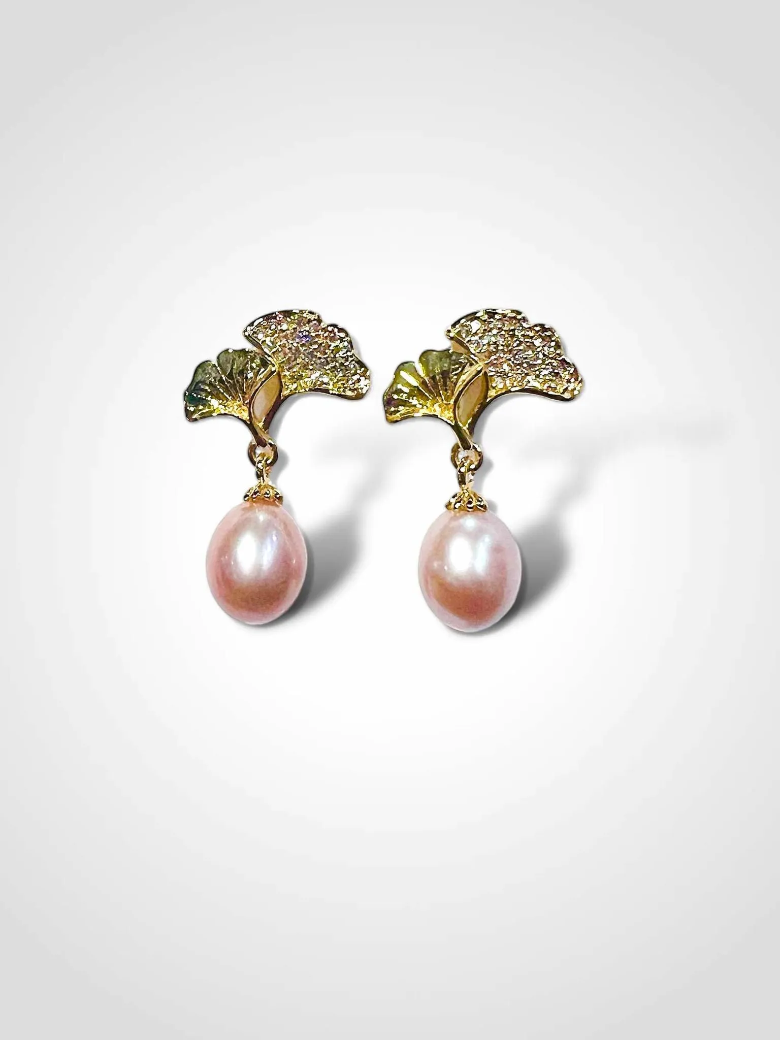 Iridescent Pink Pearl Earrings