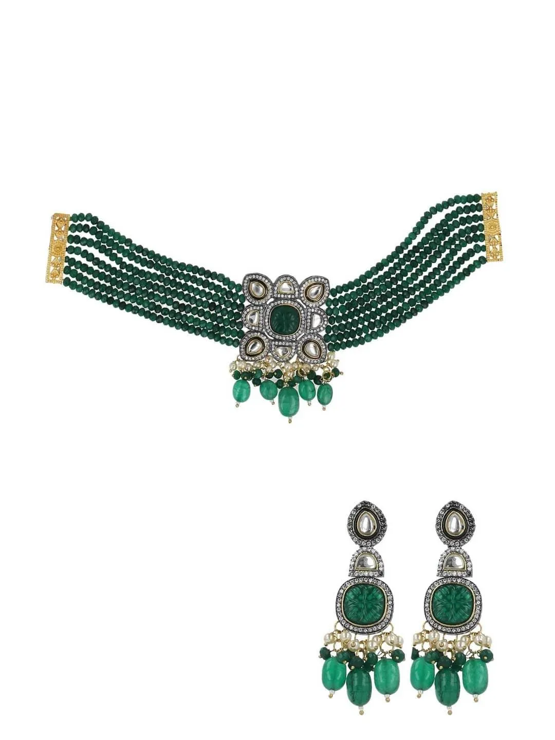 Ishhaara Bride In Semi Precious Centre Stone Choker Set