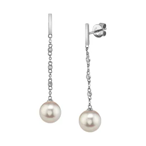 Japanese Akoya Pearl & Diamond Flicker Dangle Earrings