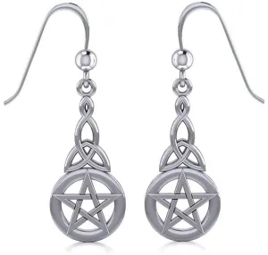 Jewelry Trends Pentacle Trinity Knot Celtic Sterling Silver Dangle Earrings