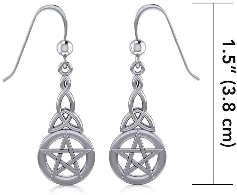 Jewelry Trends Pentacle Trinity Knot Celtic Sterling Silver Dangle Earrings