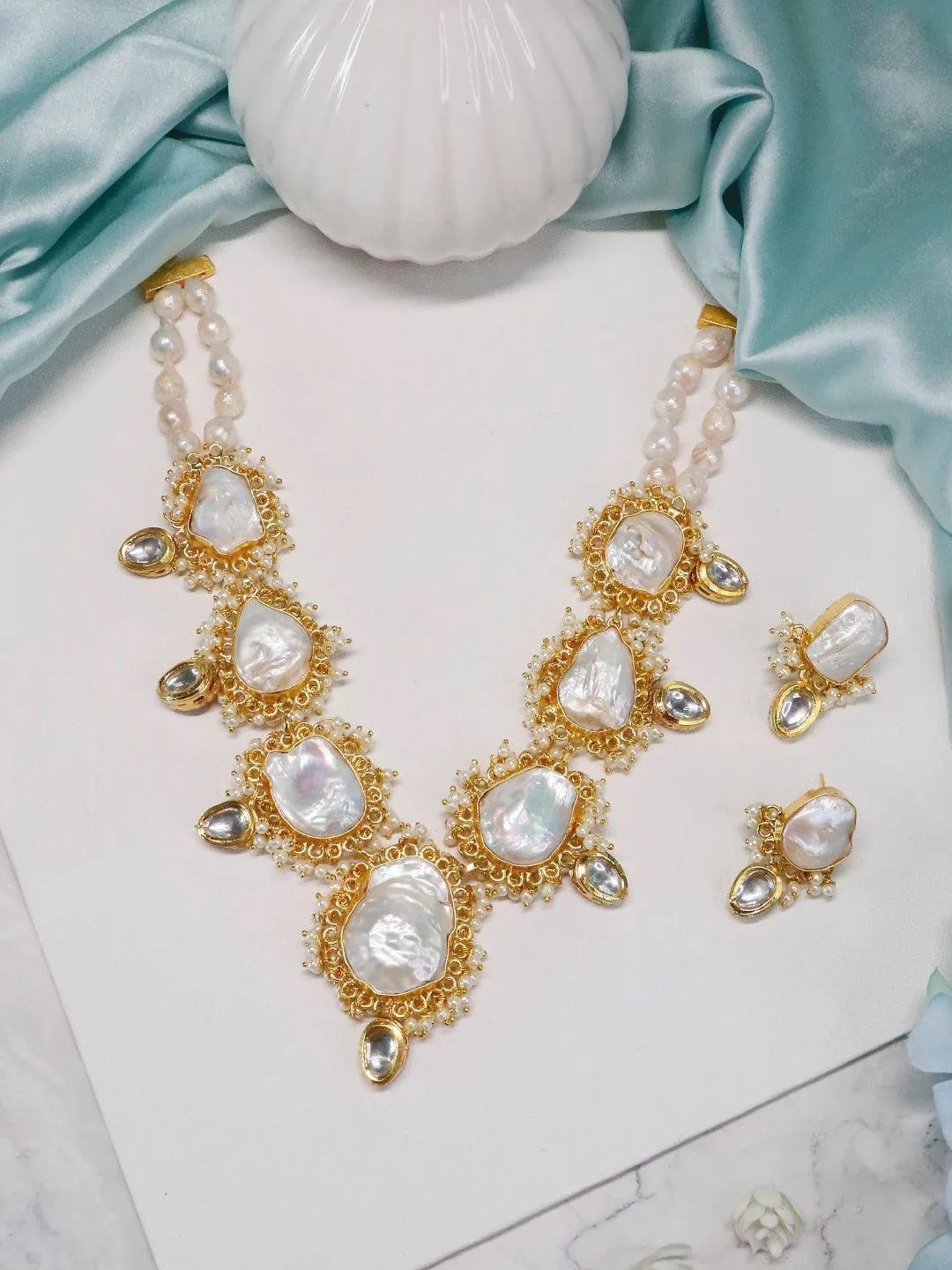 Kinjal In Baroque Pearl Statement Necklace