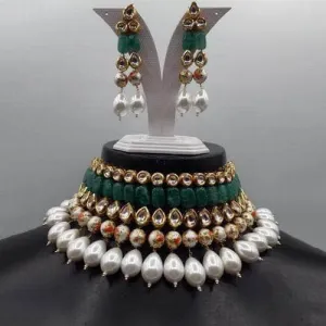 Kundan Multi Pearl Choker Necklace Set