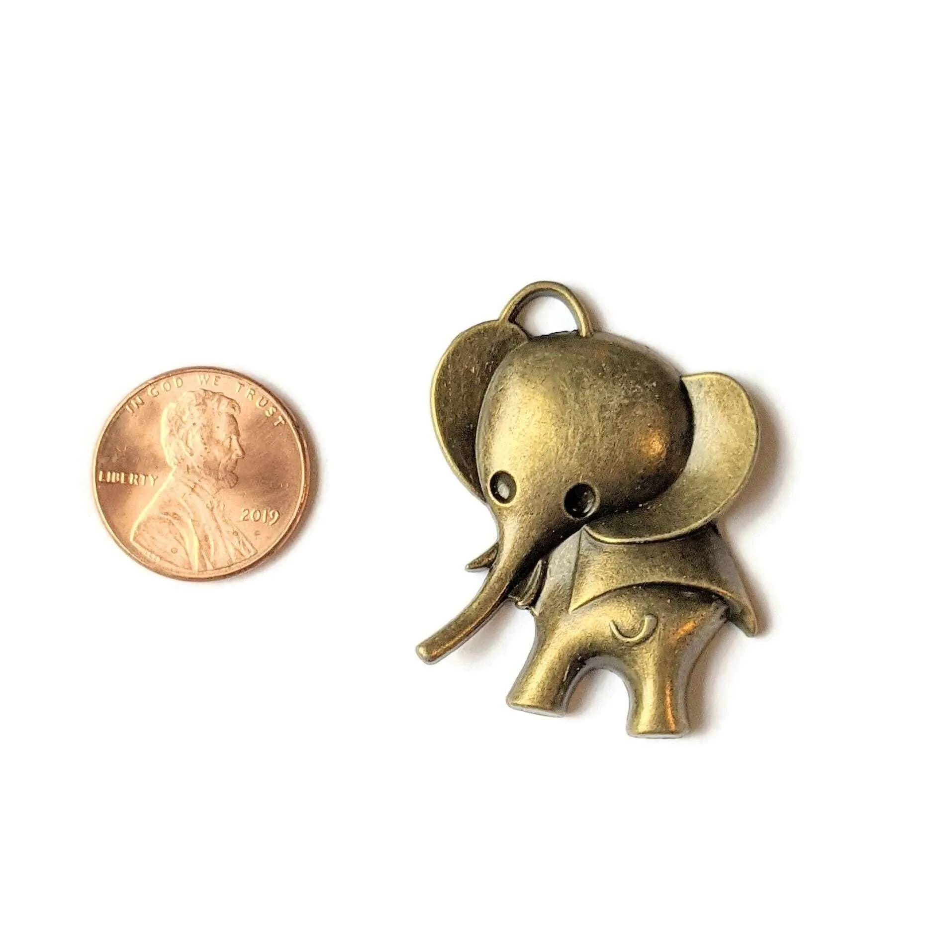 Large Antique Bronze Elephant Charm Pendant