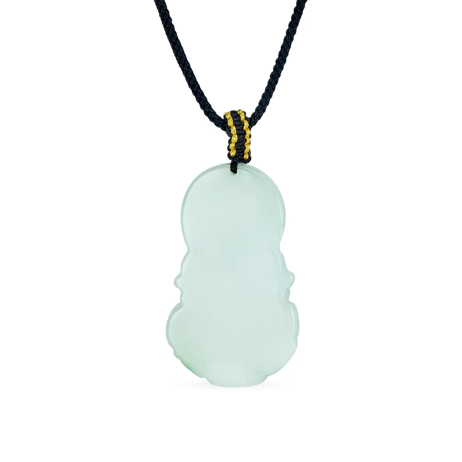 Laughing Buddha Unisex Pendant Brown Green Black Necklace Carved Glass