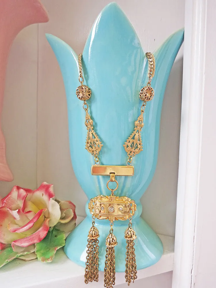 Long Gold Tassel Necklace