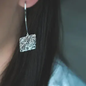 Long Silver Earrings | Global Connection Square