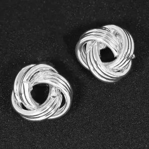 Love Knot Ball Silver Plated Stud Earrings