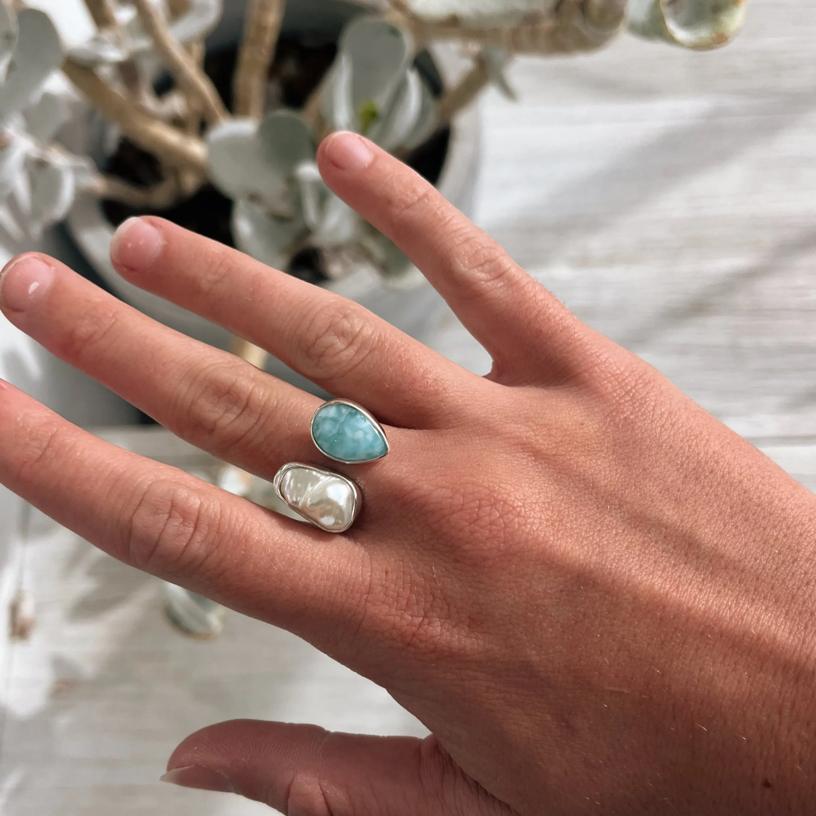 Medium Larimar Baroque Ring