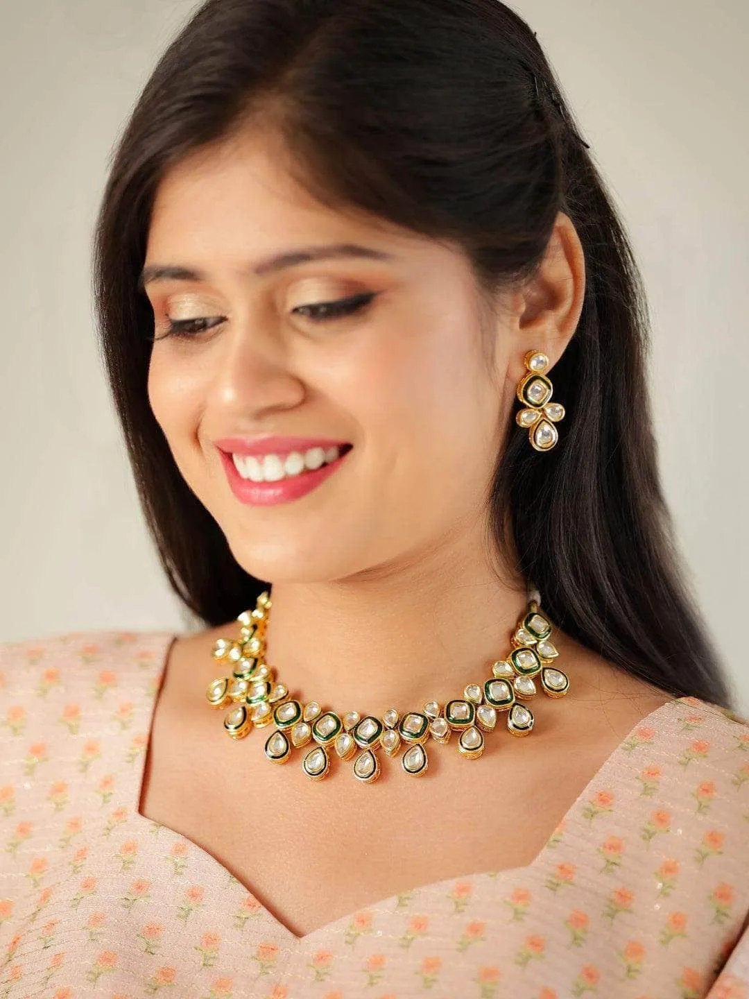 Meenakari Necklace Set Dark Green