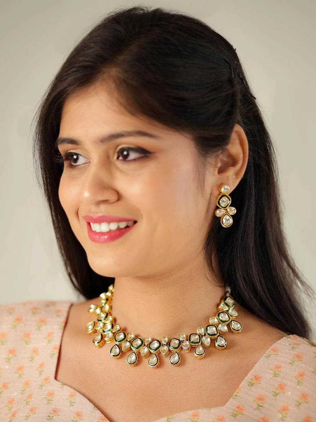 Meenakari Necklace Set Dark Green