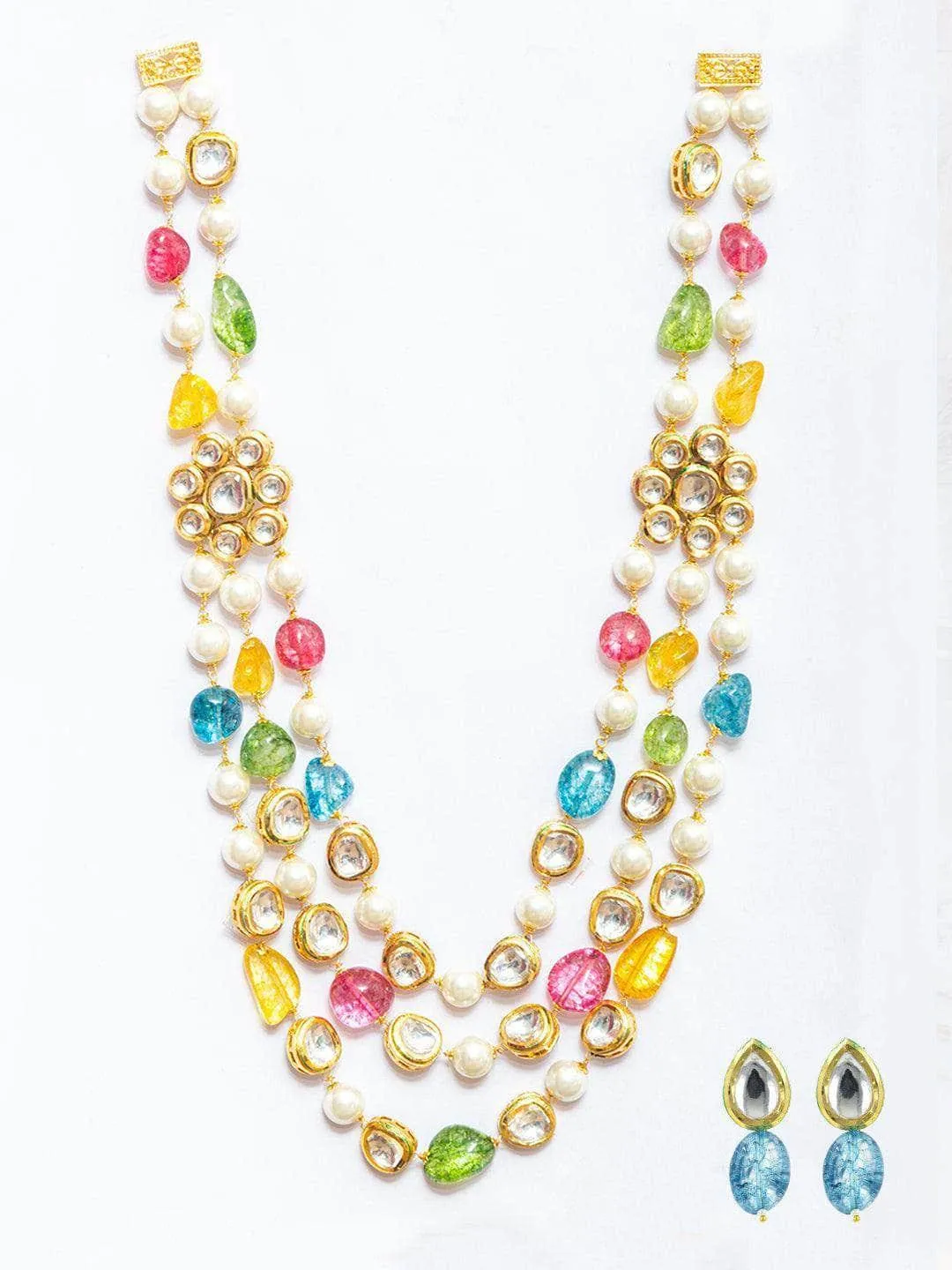 Multi Colored Triple Layered Necklace