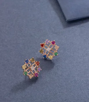 Multicolour Beaded Studs (Brass)